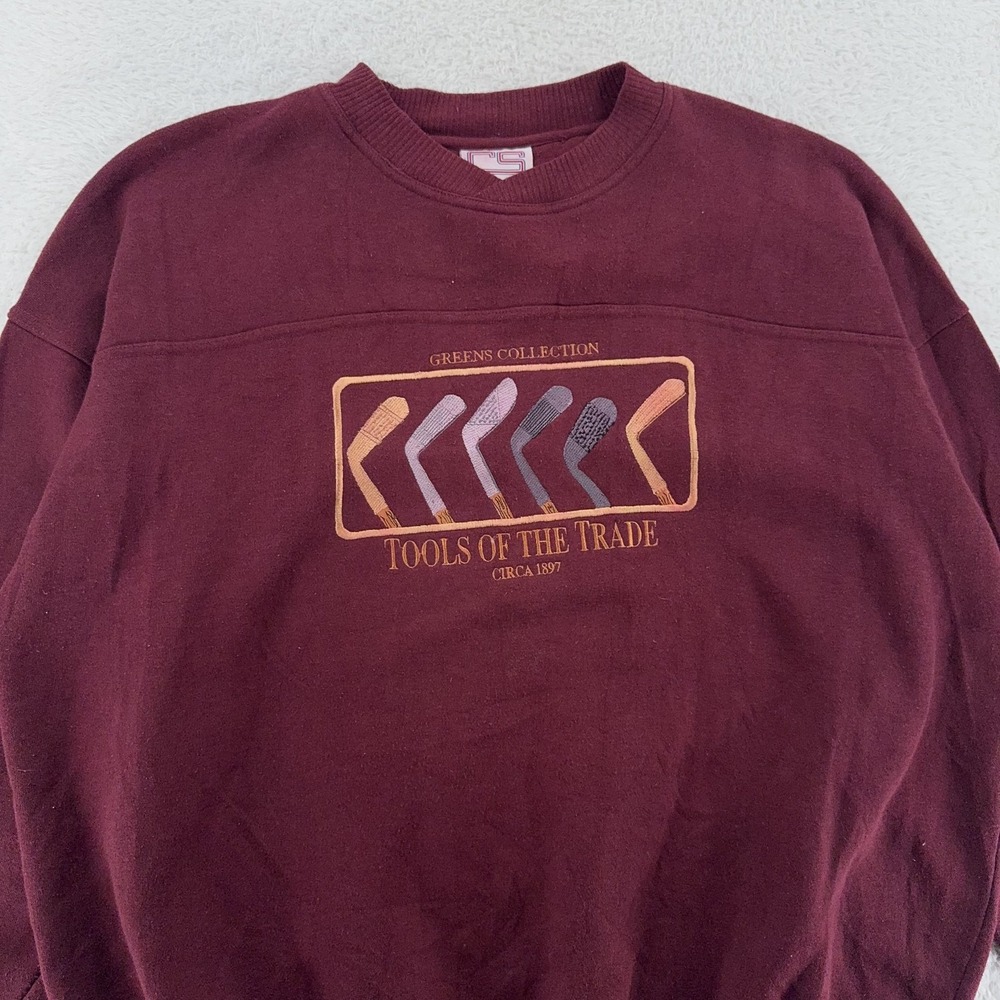 Vintage Golf Tools Of The Trade Sweatshirt FITS XXL‎ (Tag XL) Maroon 90s Greens